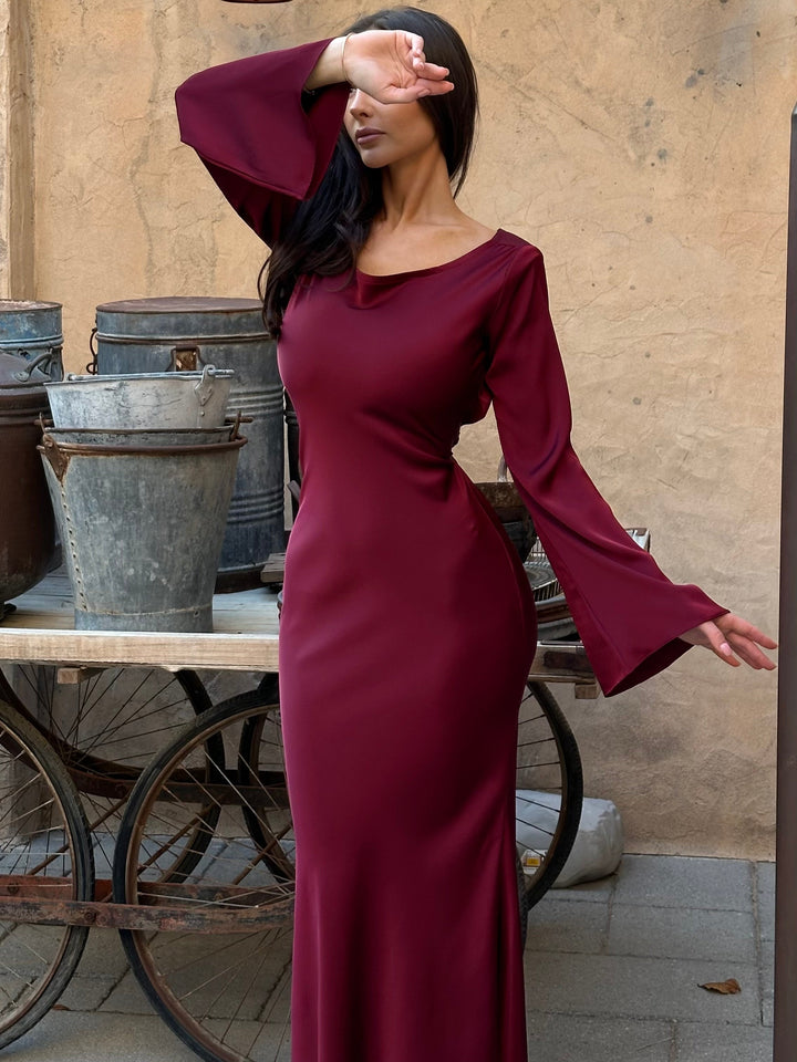Sorielle | Women’s Long Sleeve Maxi Dress with sleek body contour