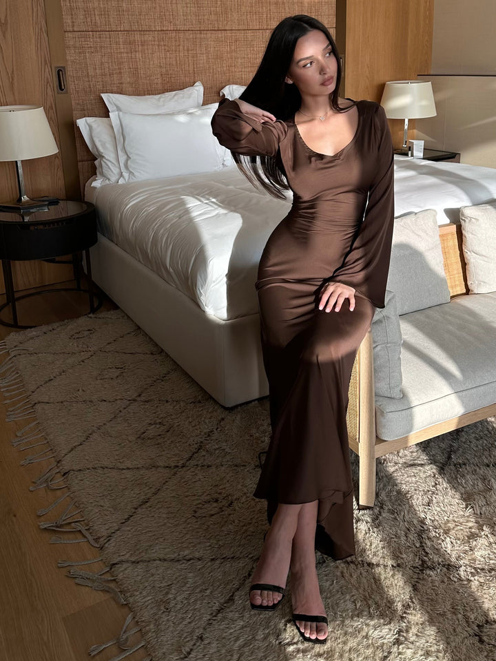 Sorielle | Women’s Long Sleeve Maxi Dress with sleek body contour
