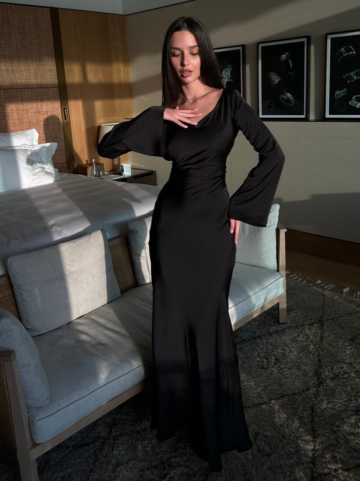 Sorielle | Women’s Long Sleeve Maxi Dress with sleek body contour