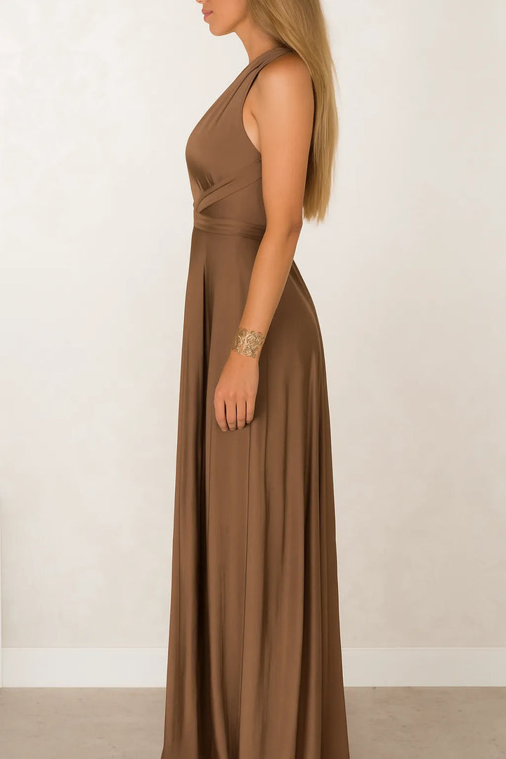 Elmirae | Women’s Maxi Dress with Deep V Neck and Flowing Fit