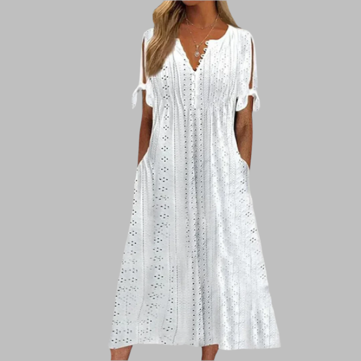 Iris | Women’s White Midi Dress for Easy Summer Styling