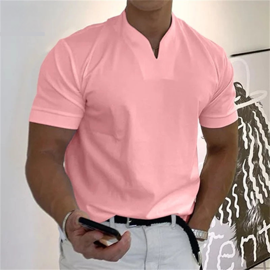 Emerson | Men’s Short Sleeve Top featuring a Notch Collar
