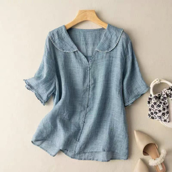 Lunara | Women’s Button Blouse with Soft Collar Feature