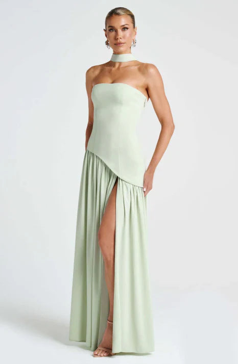 Elaris | Women’s Strapless Maxi Dress with graceful scarf fall