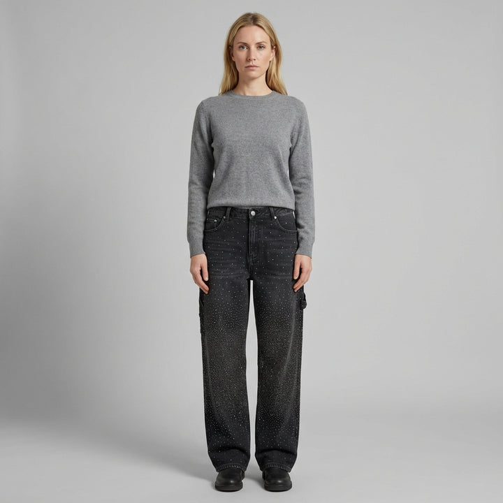 Mila | Women's Wide Leg Sparkle Detail Trousers
