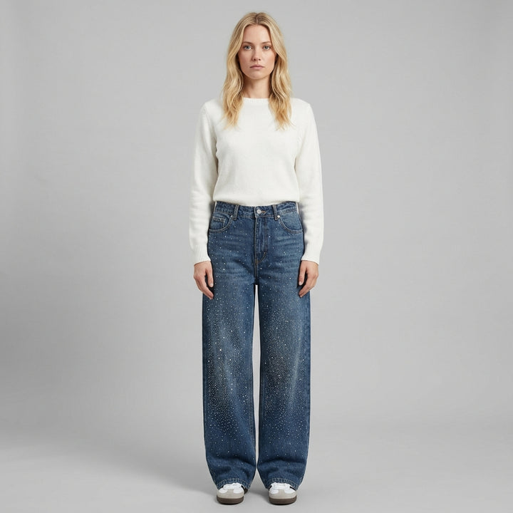 Mila | Women's Wide Leg Sparkle Detail Trousers