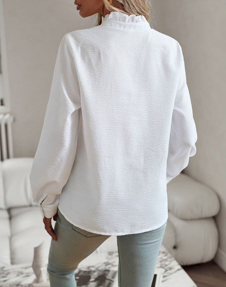 Noa | Women’s Blouse with Ruffle Front Detail