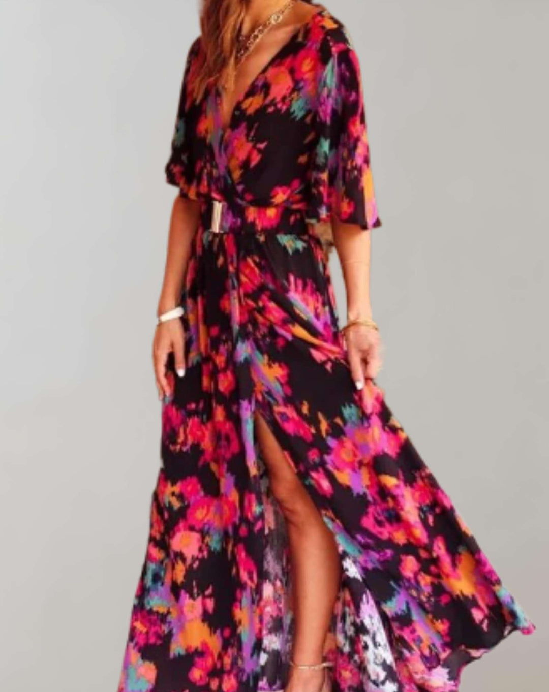 Elvara | Women’s Boho Maxi Dress with Flowy Fit and Waist Belt