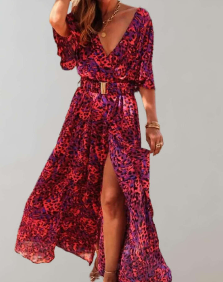 Elvara | Women’s Boho Maxi Dress with Flowy Fit and Waist Belt