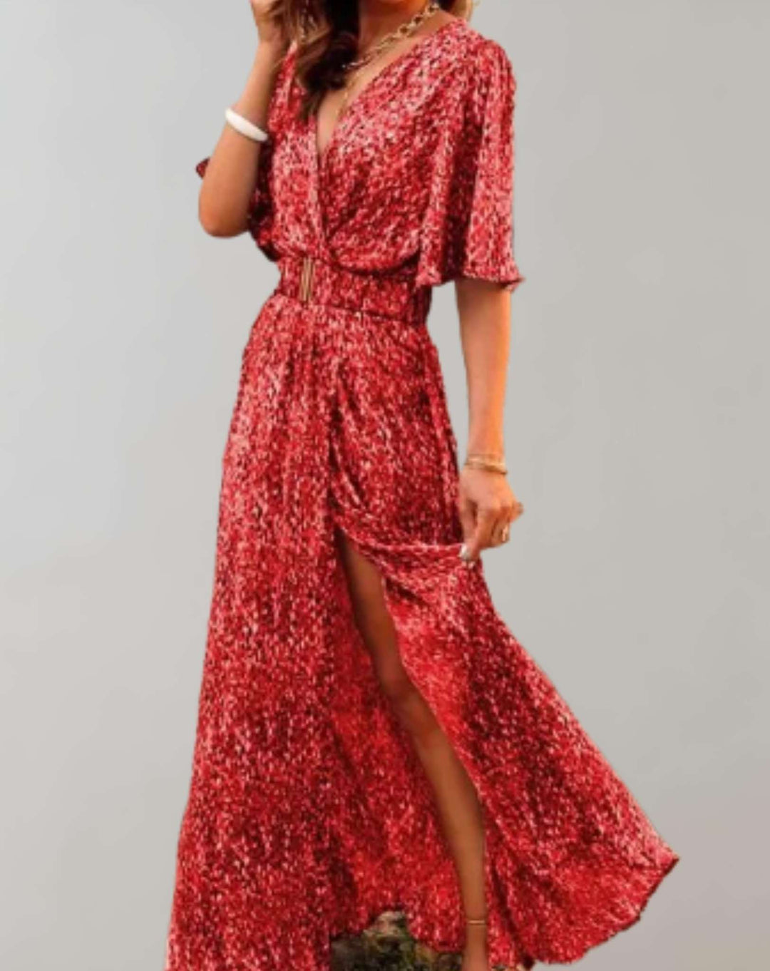 Elvara | Women’s Boho Maxi Dress with Flowy Fit and Waist Belt