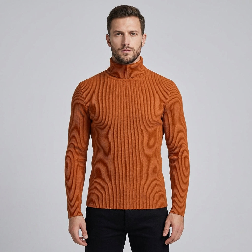 Noah | Men's Roll Neck Jumper With Ribbed Knit