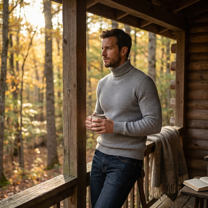 Noah | Men's Roll Neck Jumper With Ribbed Knit