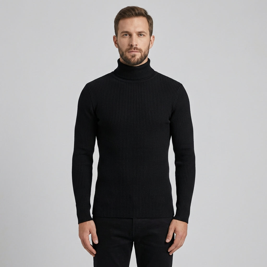 Noah | Men's Roll Neck Jumper With Ribbed Knit