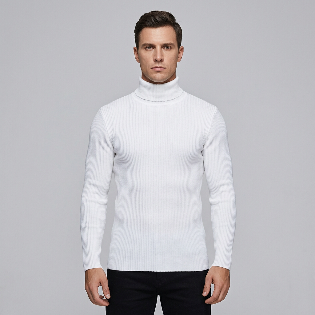 Noah | Men's Roll Neck Jumper With Ribbed Knit