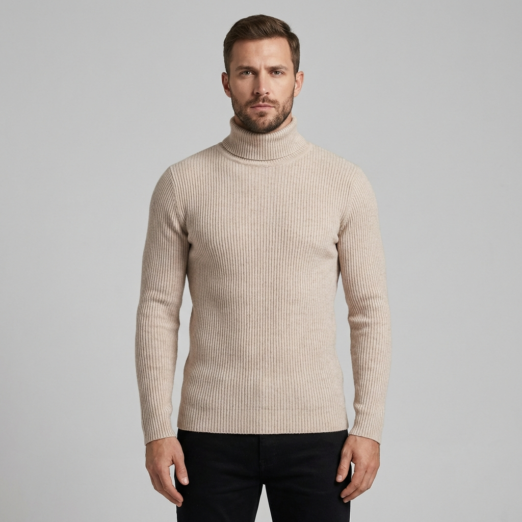 Noah | Men's Roll Neck Jumper With Ribbed Knit