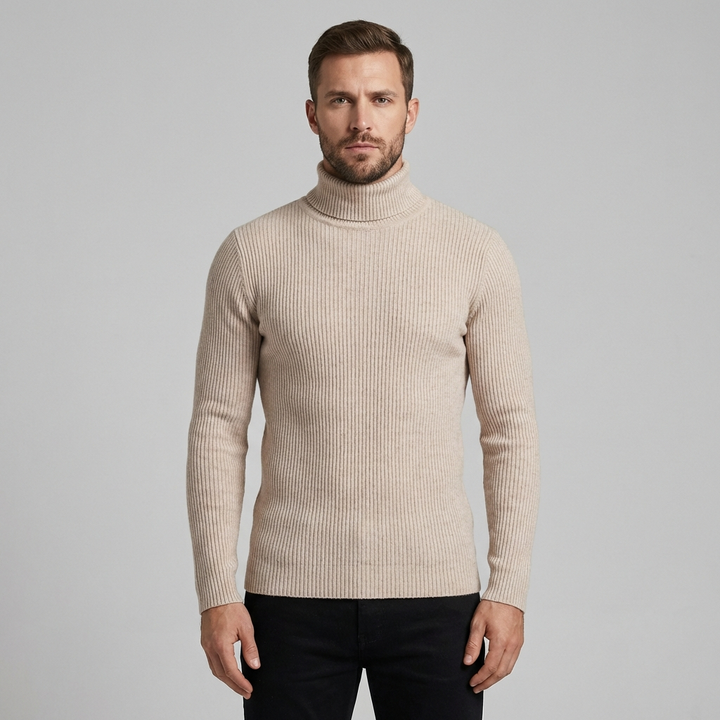 Noah | Men's Roll Neck Jumper With Ribbed Knit