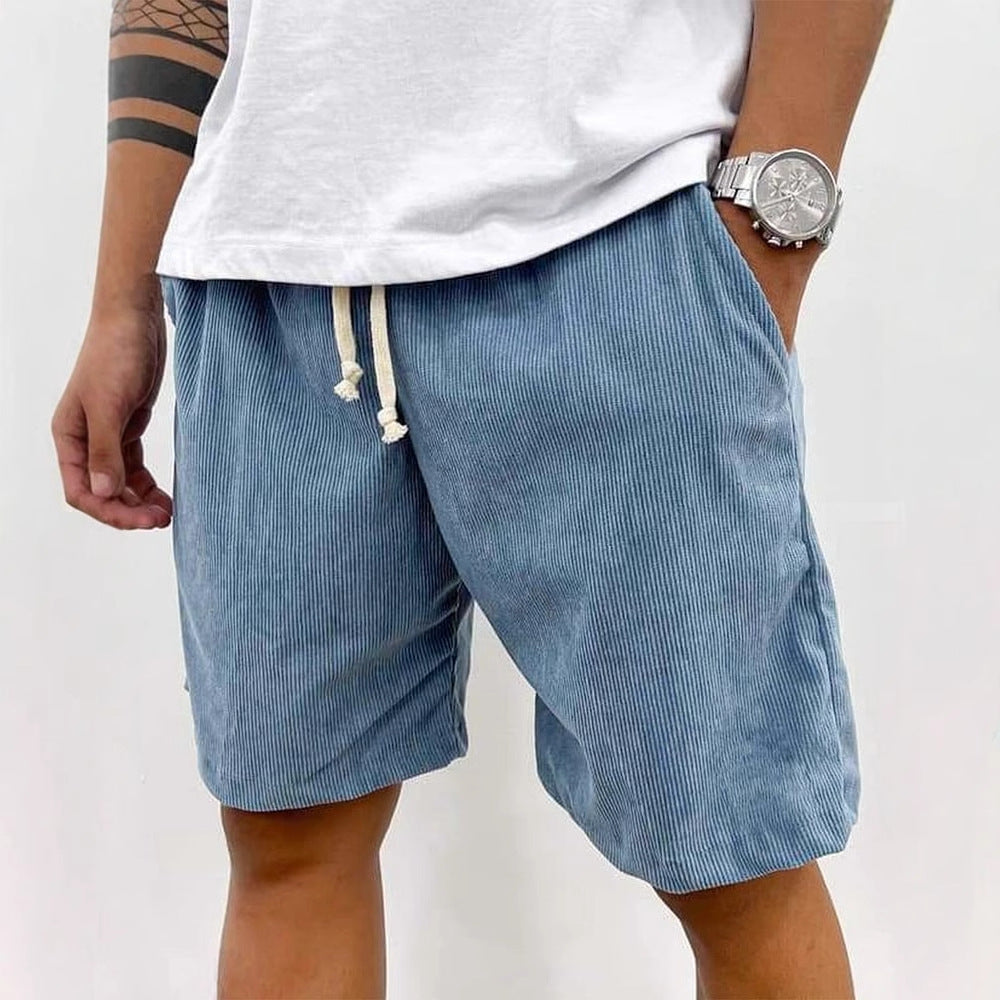 Thorne | Men’s Drawstring Shorts with striped texture