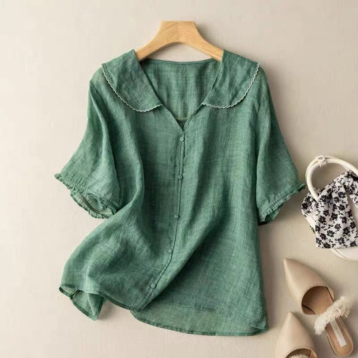 Lunara | Women’s Button Blouse with Soft Collar Feature