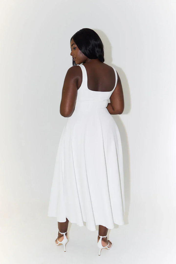 Maelis | Women’s Midi Dress featuring square neckline