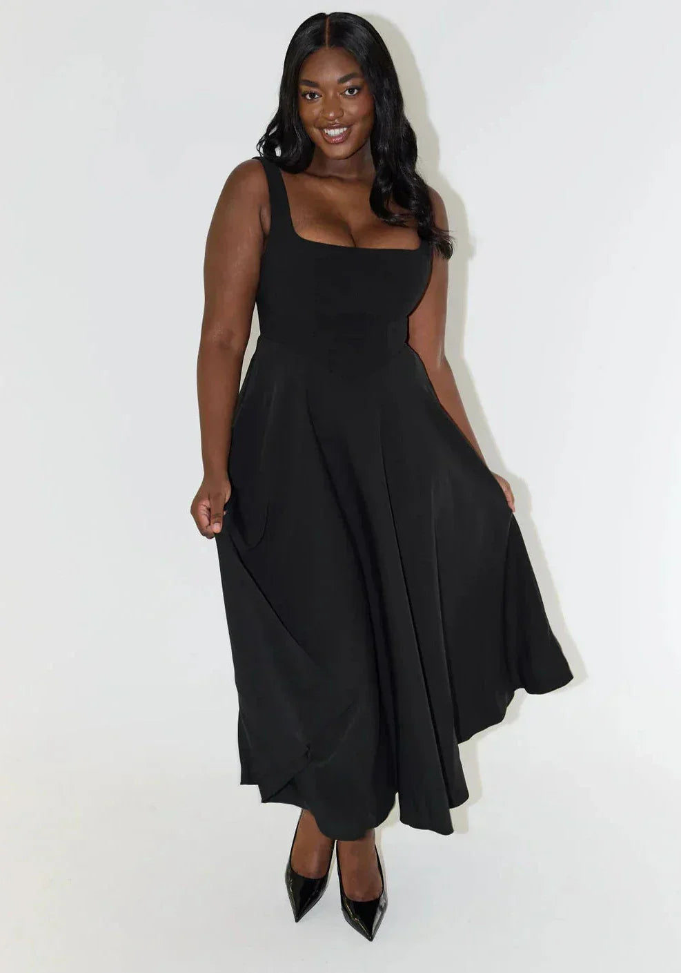 Maelis | Women’s Midi Dress featuring square neckline