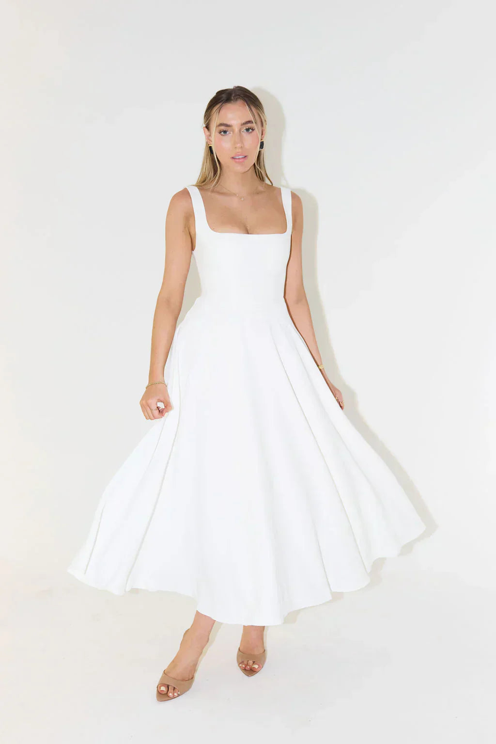 Maelis | Women’s Midi Dress featuring square neckline