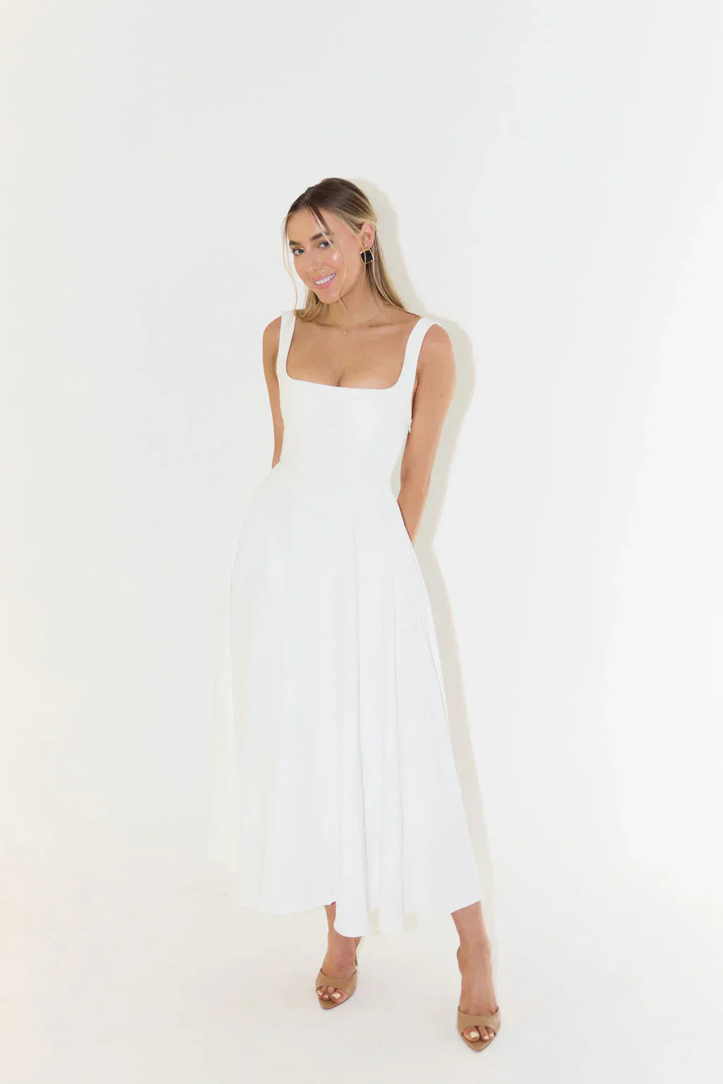 Maelis | Women’s Midi Dress featuring square neckline