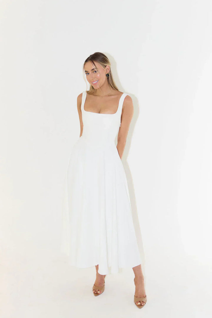 Maelis | Women’s Midi Dress featuring square neckline
