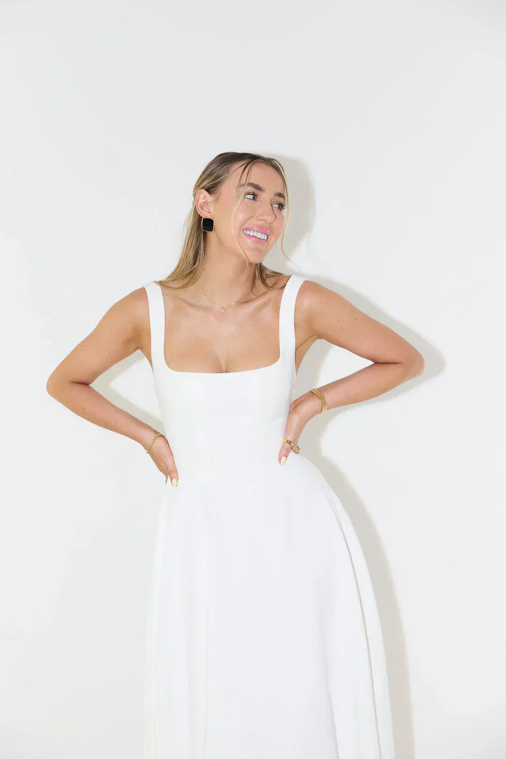Maelis | Women’s Midi Dress featuring square neckline