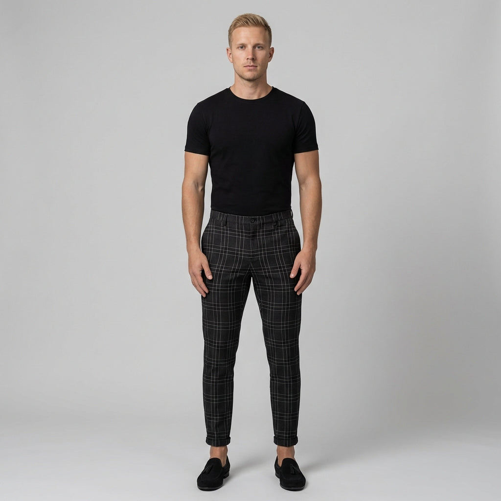 Oliver | Men's Checked Trousers With Slim Fit