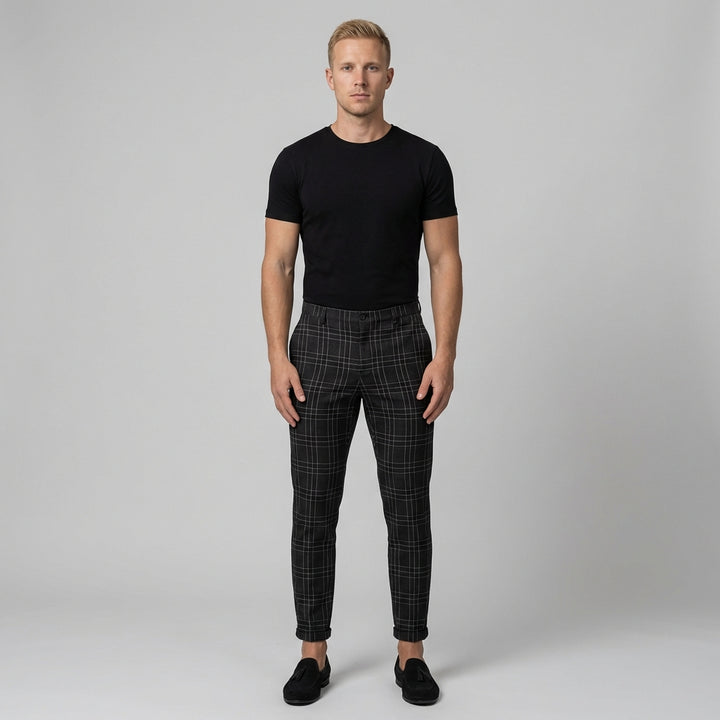 Oliver | Men's Checked Trousers With Slim Fit