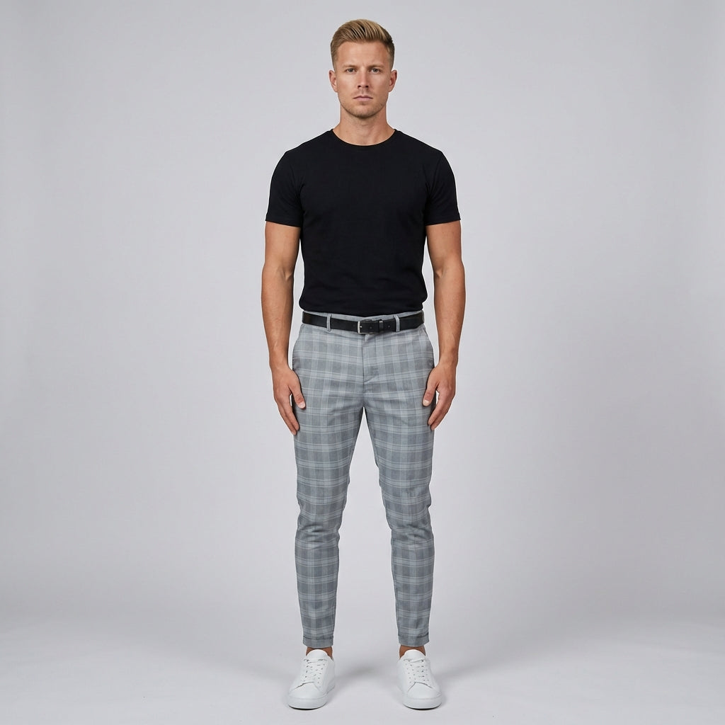 Oliver | Men's Checked Trousers With Slim Fit
