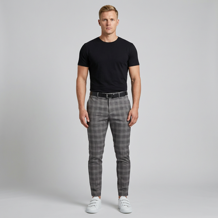 Oliver | Men's Checked Trousers With Slim Fit