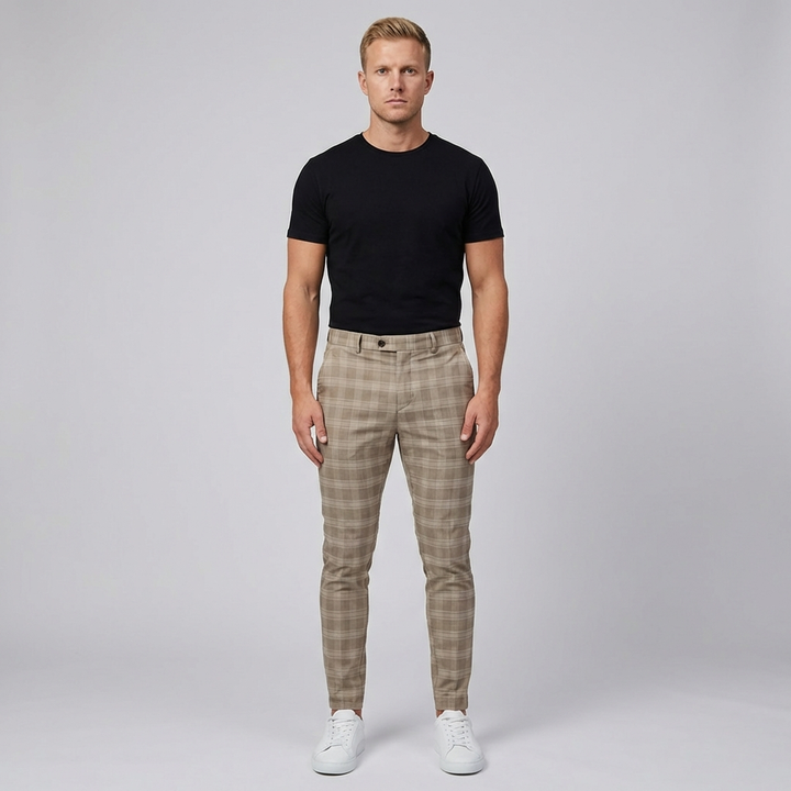Oliver | Men's Checked Trousers With Slim Fit