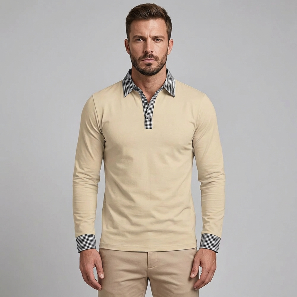Oliver | Men's Long Sleeve Polo With Contrast Collar