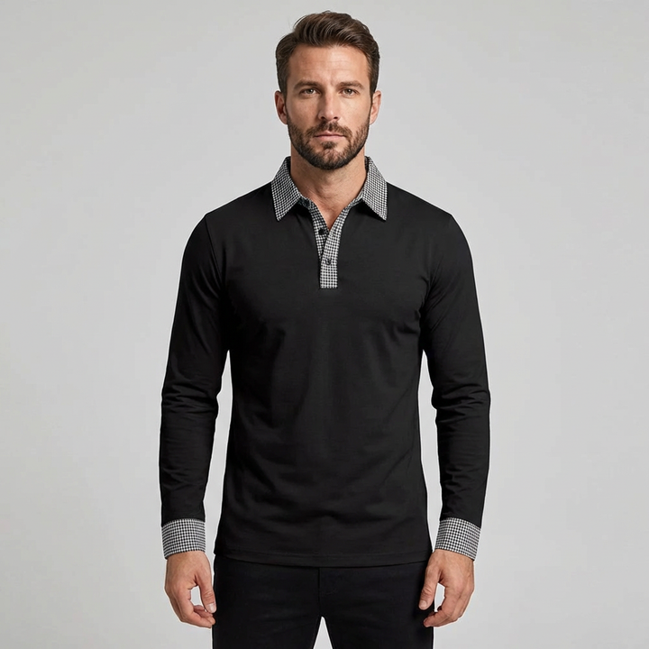 Oliver | Men's Long Sleeve Polo With Contrast Collar