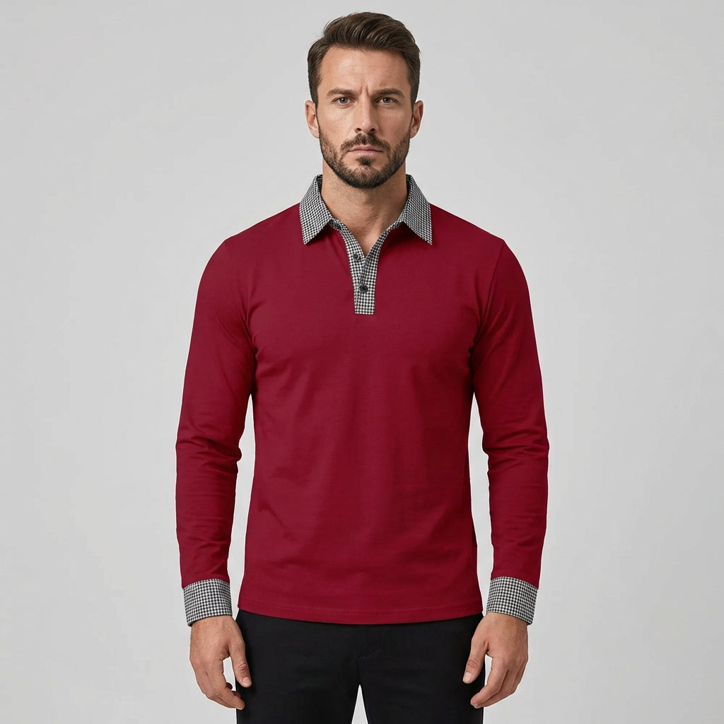 Oliver | Men's Long Sleeve Polo With Contrast Collar