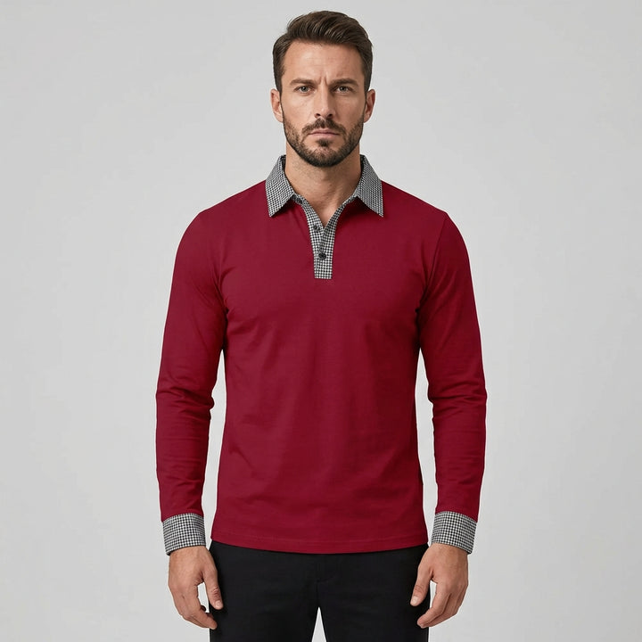 Oliver | Men's Long Sleeve Polo With Contrast Collar