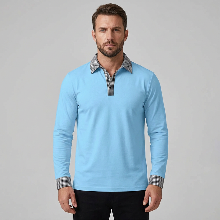 Oliver | Men's Long Sleeve Polo With Contrast Collar