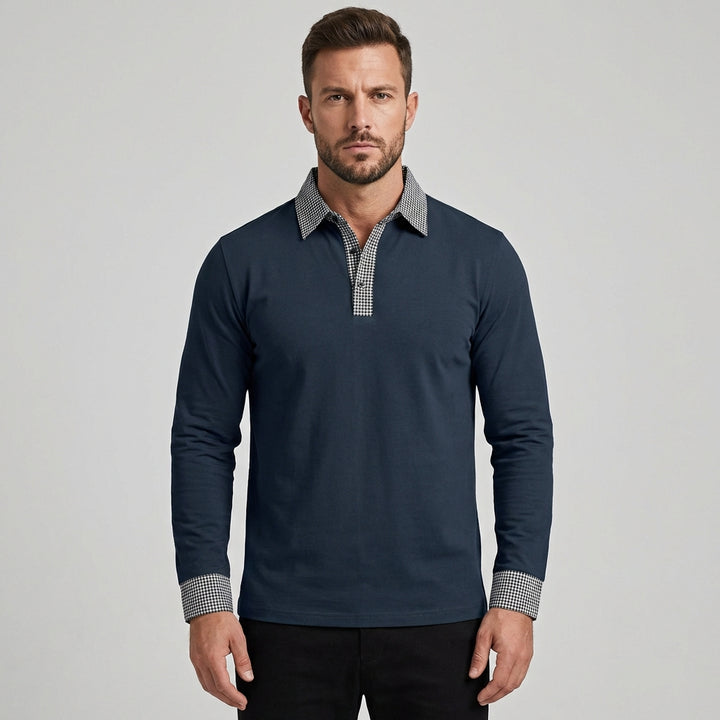 Oliver | Men's Long Sleeve Polo With Contrast Collar