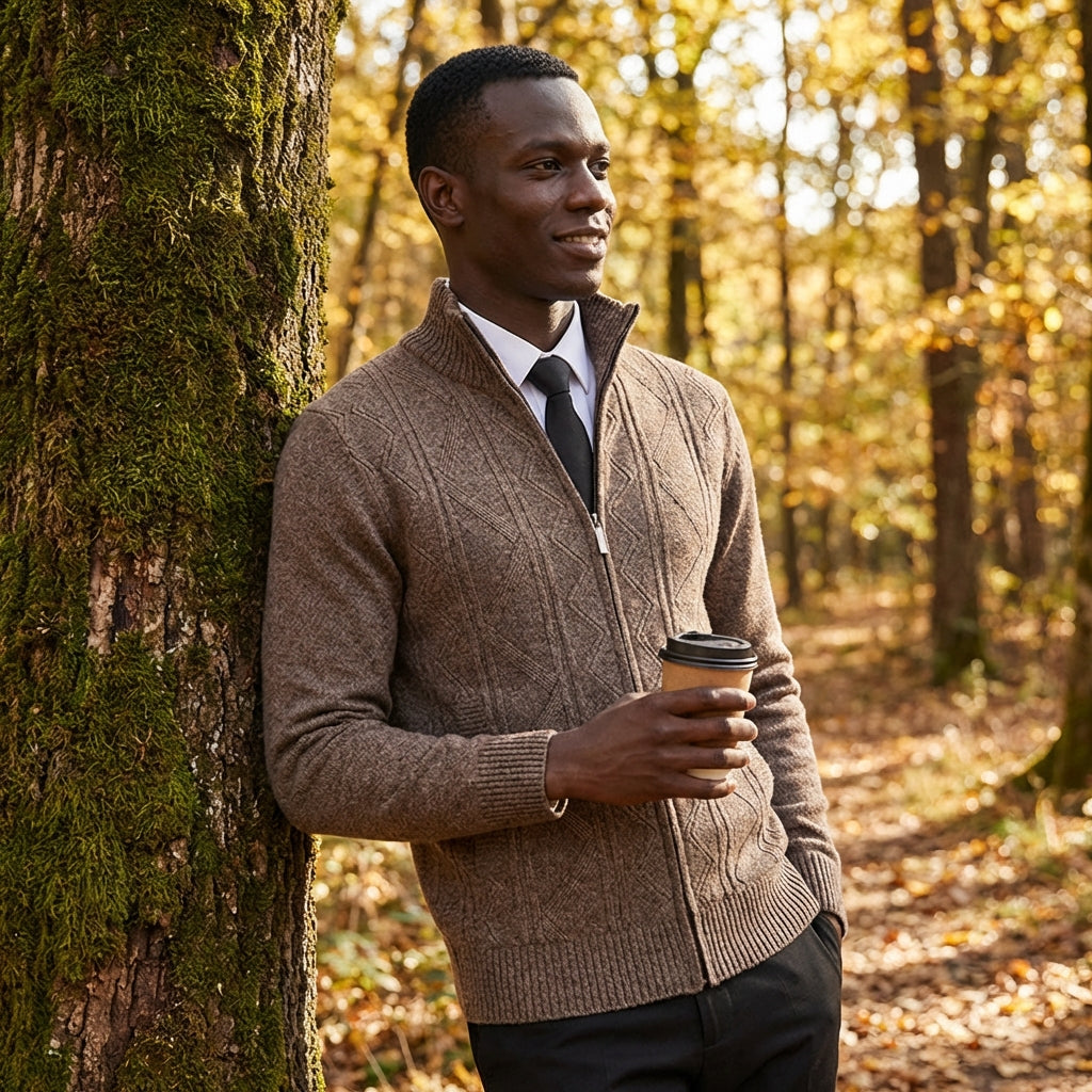 Oliver | Men's Zip Cardigan With Textured Knit