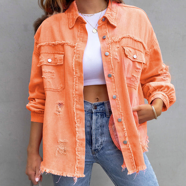 Aurelin | Women’s Button-Up Jacket with distressed detail