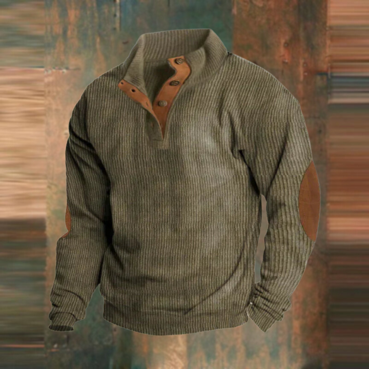 Torin | Men’s Ribbed Jumper with Button Neck Detail