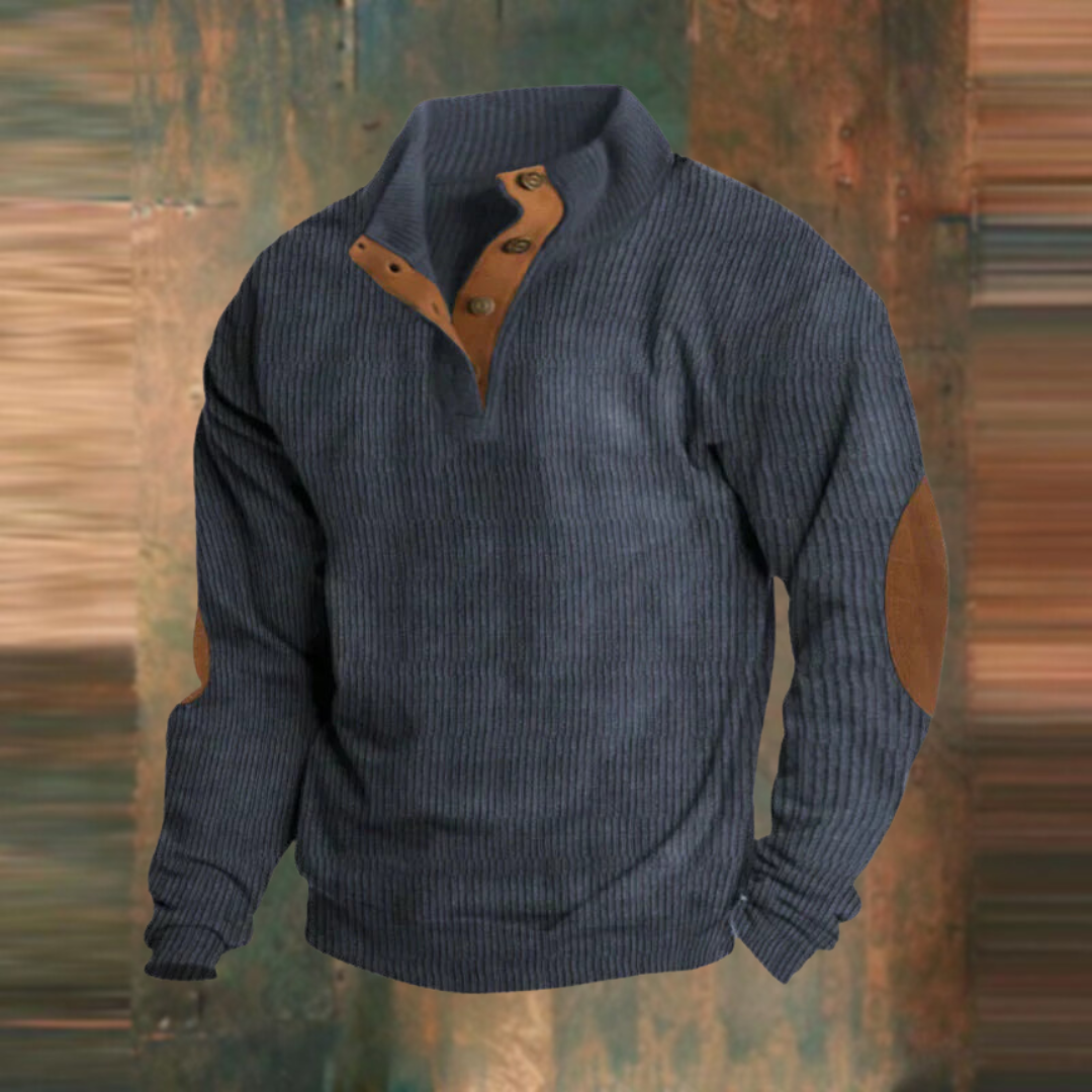 Torin | Men’s Ribbed Jumper with Button Neck Detail