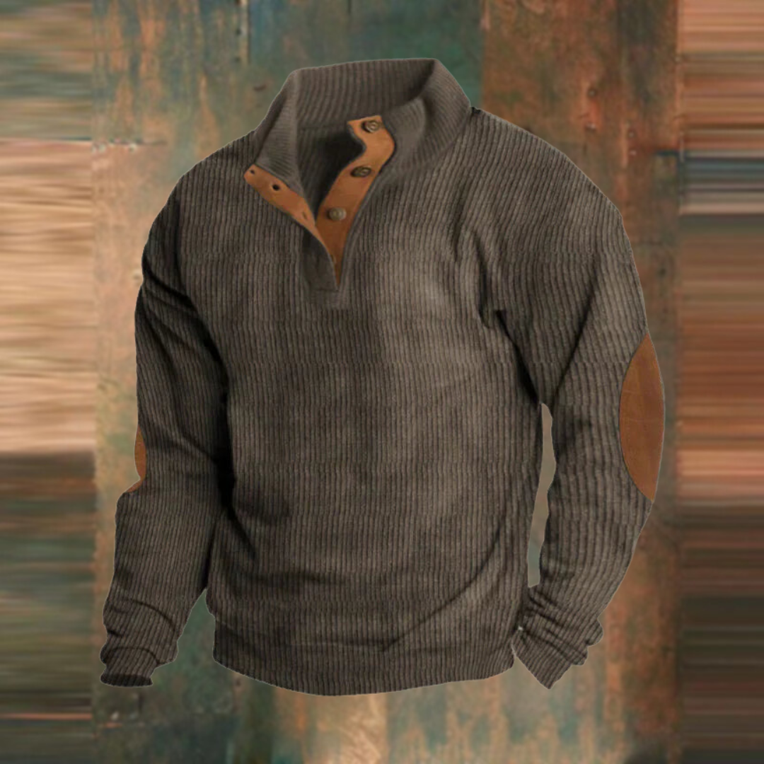 Torin | Men’s Ribbed Jumper with Button Neck Detail