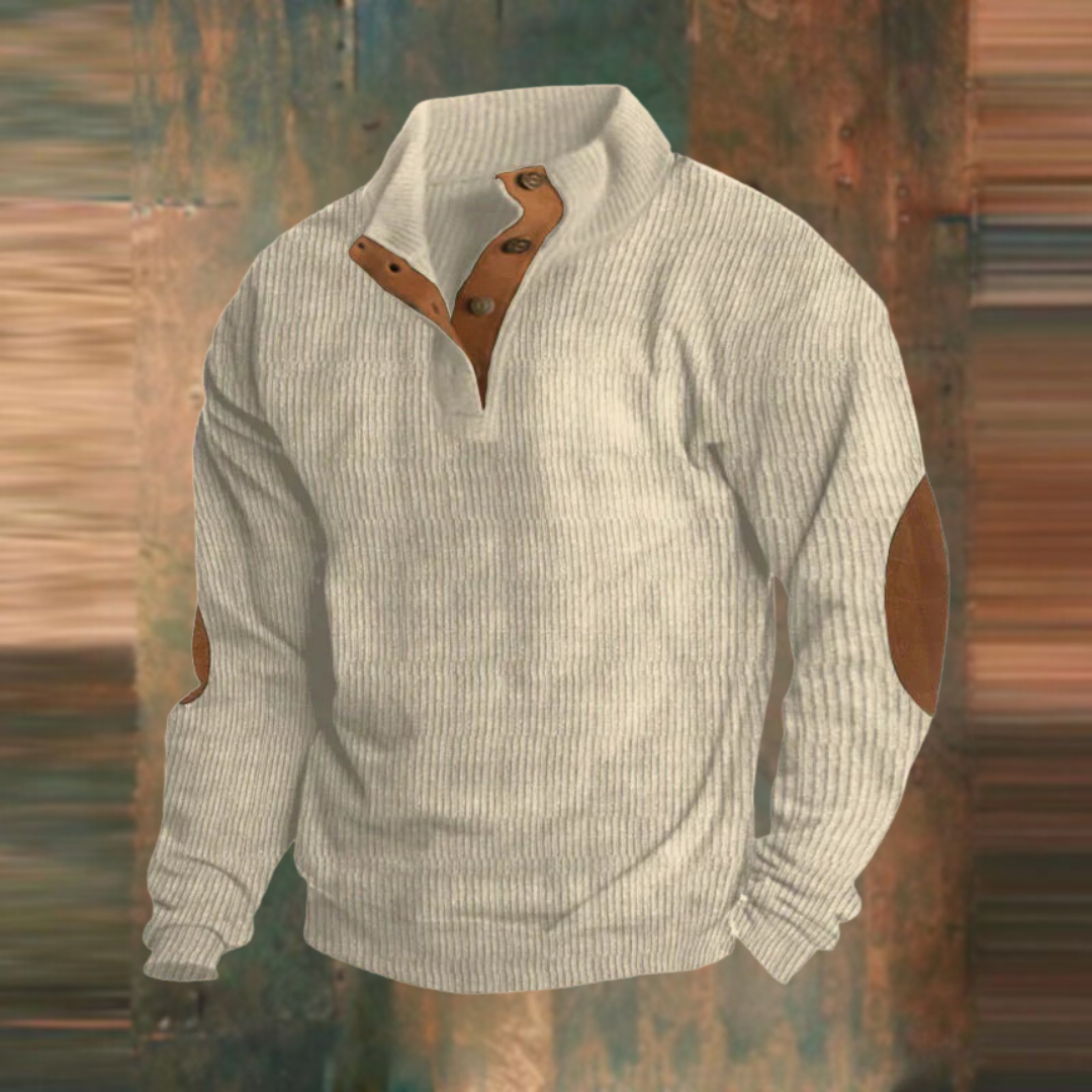 Torin | Men’s Ribbed Jumper with Button Neck Detail