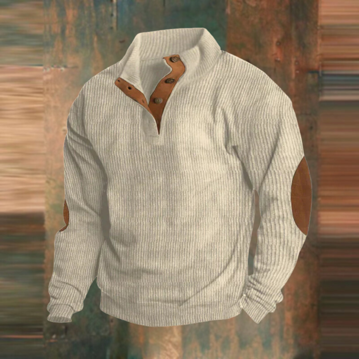 Torin | Men’s Ribbed Jumper with Button Neck Detail