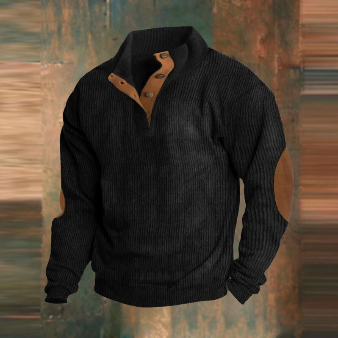 Torin | Men’s Ribbed Jumper with Button Neck Detail