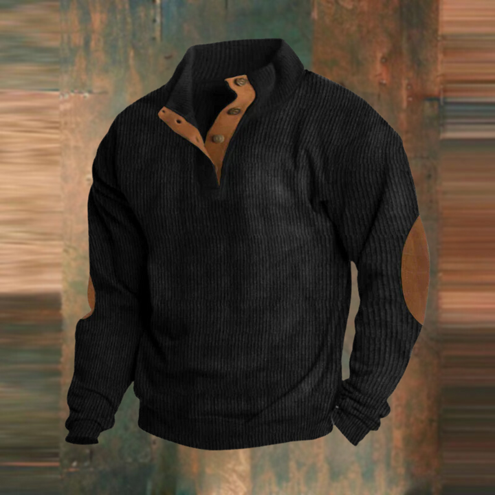 Torin | Men’s Ribbed Jumper with Button Neck Detail