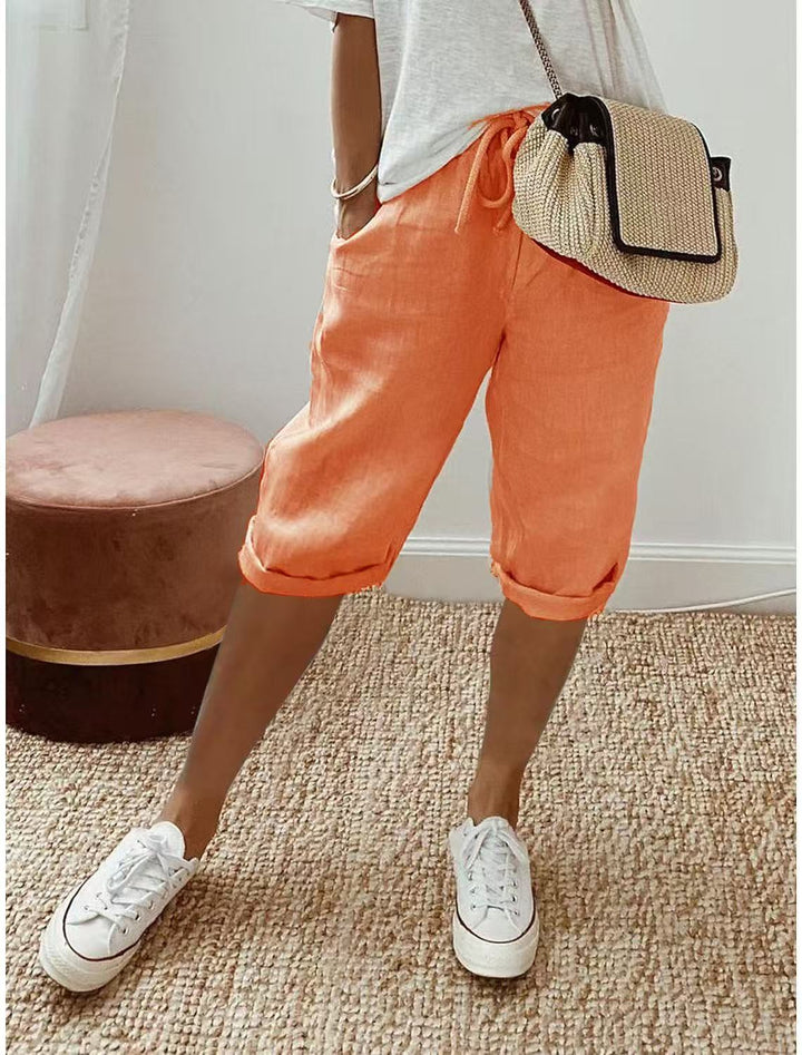 Elina | Women’s Knee Length Casual Shorts with Drawstring Waist and Relaxed Fit