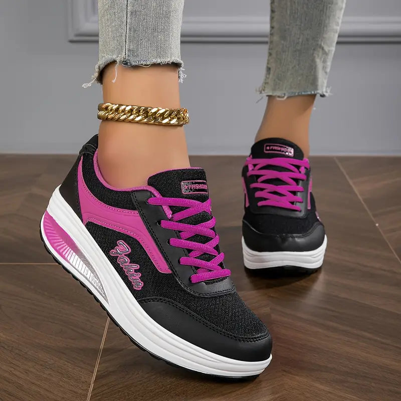Virexa | Women’s Lace-Up Trainers with highlighted sole base